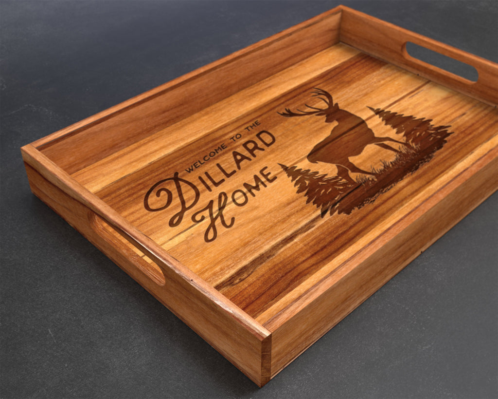 Gifts for Men, Teak, Serving Tray, Personalized Christmas Gifts, Rustic Home Decor, Rustic Gifts, Hunting Gifts, Deer Hunting, Deer Decor