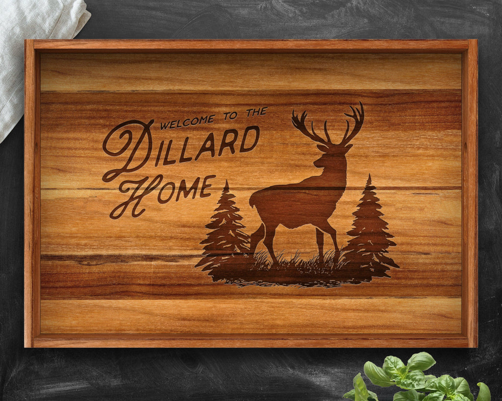 Gifts for Men, Teak, Serving Tray, Personalized Christmas Gifts, Rustic Home Decor, Rustic Gifts, Hunting Gifts, Deer Hunting, Deer Decor