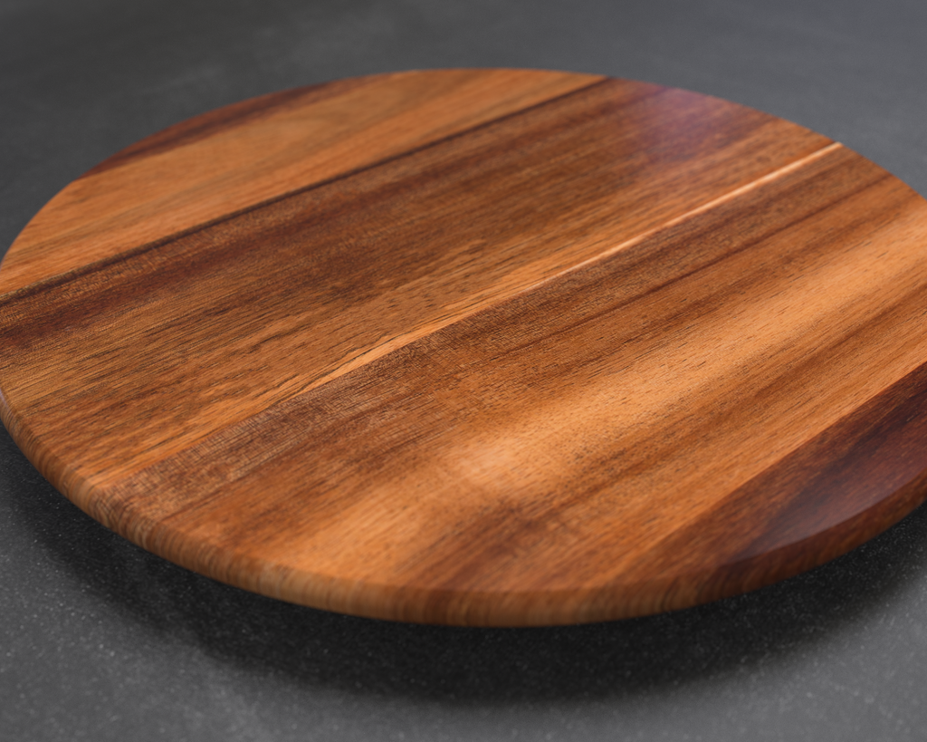 Personalized Engraved Acacia Wood Lazy Susan – 18″ Round Turntable Serving Tray – Custom Monogram & Family Name Gift