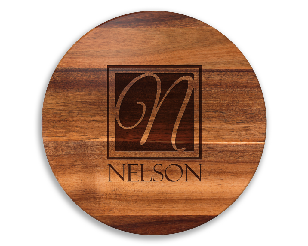Personalized Acacia Wood Lazy Susan – Custom Engraved Rotating Serving Tray with Family Name – Elegant Kitchen Centerpiece & Dining Table Turntable