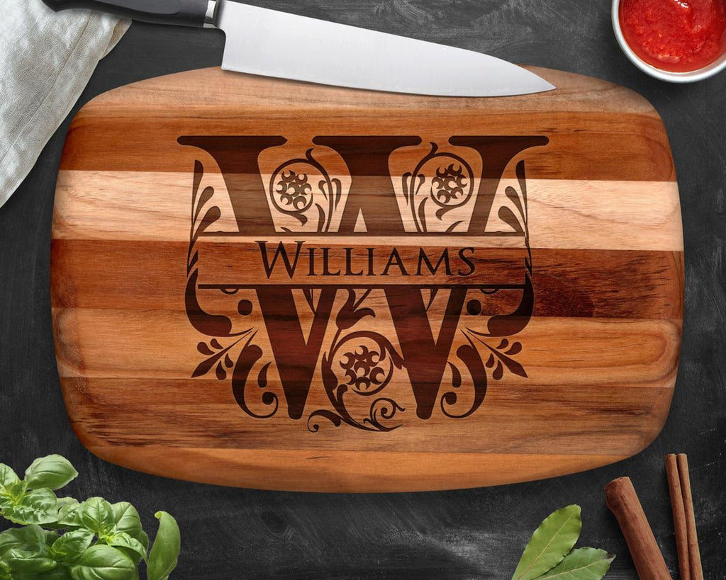 Split Letter Teak Cutting Board