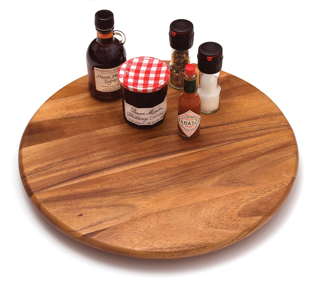 Personalized Lazy Susan, Lazy Susan with Initials Monogrammed, 18" Acacia Wood Turntable