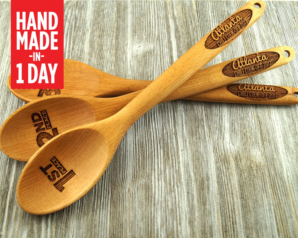 4 Set of Chili Cook Off Spoons - Cook Off Prizes, Bake Off Prizes, People's Choice, Event Prize, Baking Spoons, Cooking Spoons, Event Trophy