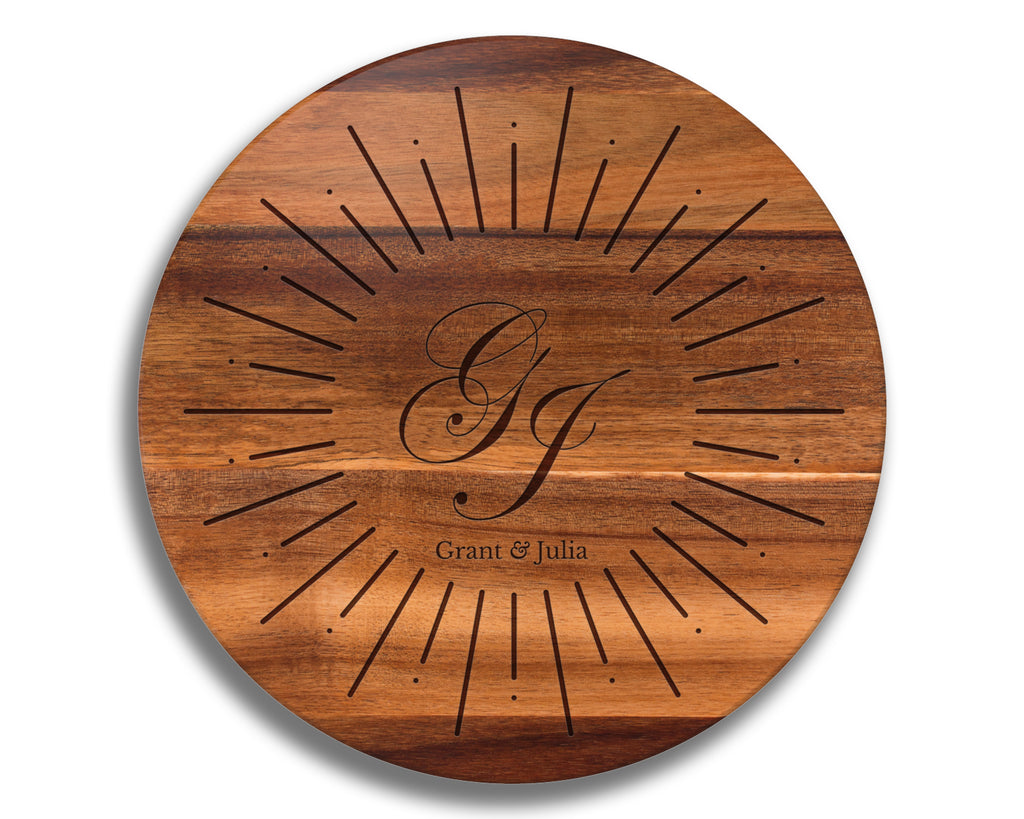 Personalized Lazy Susan, 18" Acacia Wood Turntable, Wedding Gift, Anniversary Gift, Christmas Gift