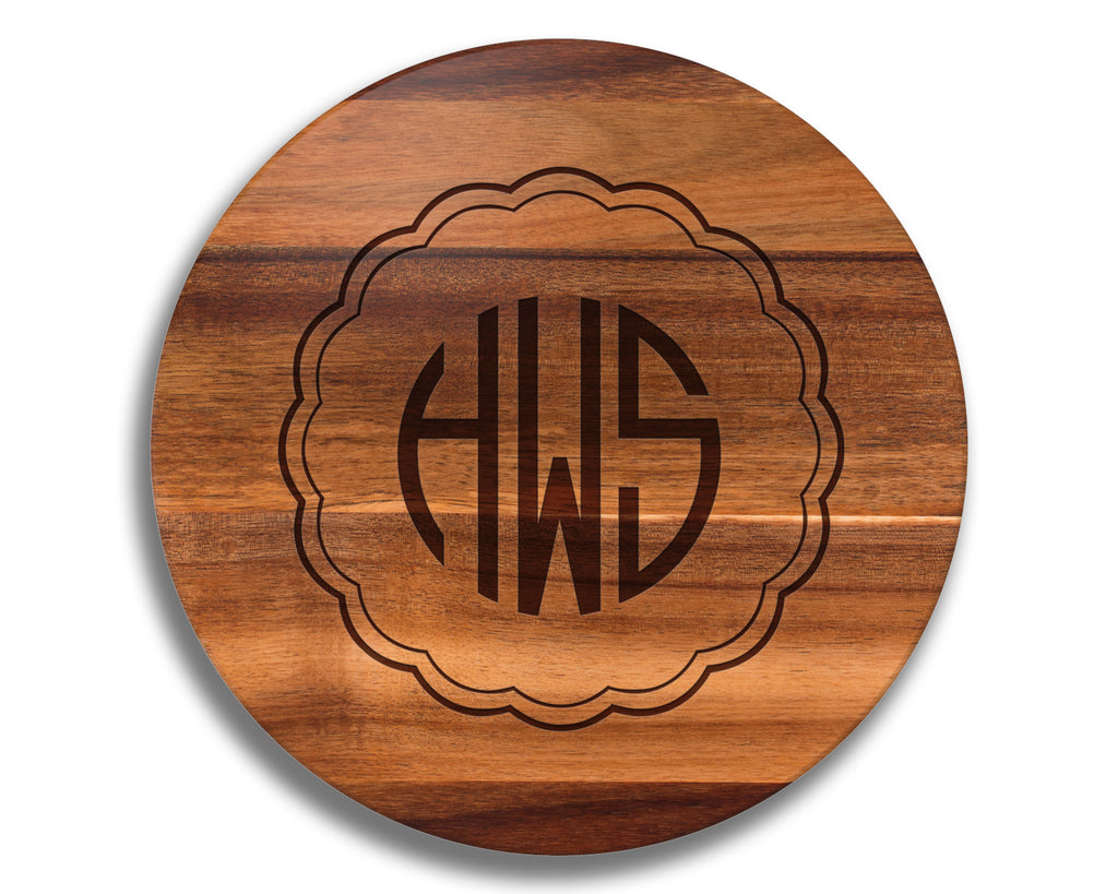 Personalized Lazy Susan, Lazy Susan with Initials Monogrammed, 18" Acacia Wood Turntable
