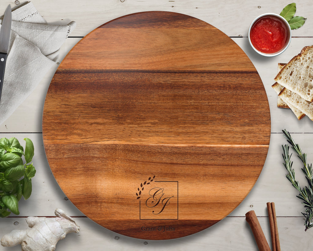 Personalized Lazy Susan, 18" Engraved Acacia Wood Turntable, Best Christmas Gifts for Wife