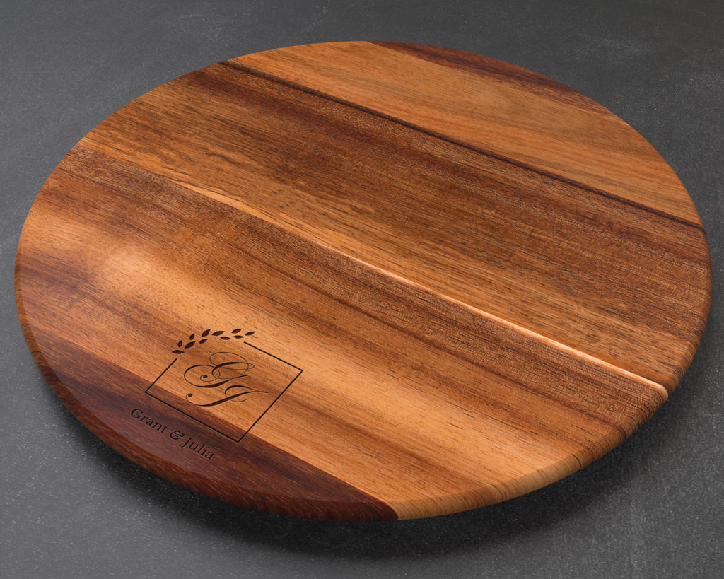 Personalized Lazy Susan, 18" Engraved Acacia Wood Turntable, Best Christmas Gifts for Wife
