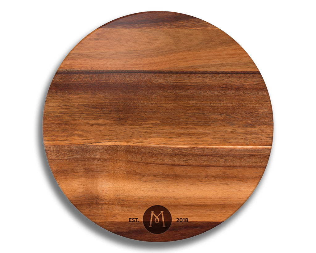 Customized Lazy Susan, 18" Engraved Acacia Wood Turntable, Best Christmas Gifts for Wife