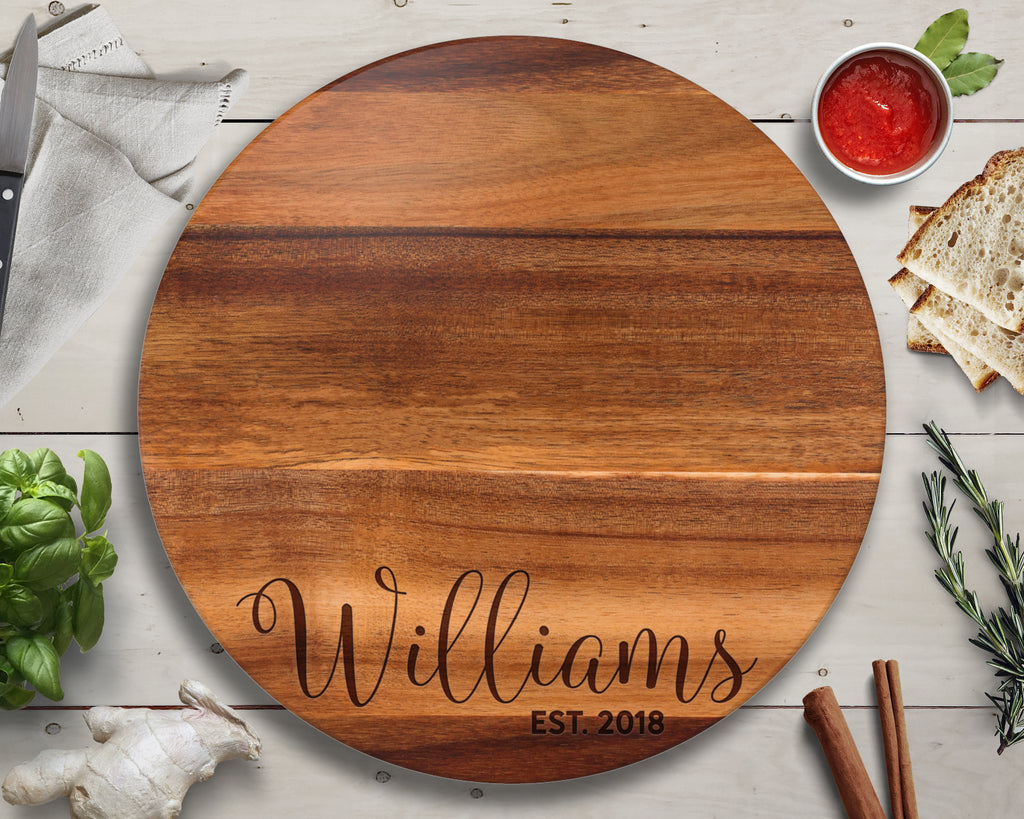 Personalized Lazy Susan, 18" Engraved Acacia Wood Turntable, Best Christmas Gifts for Mom, Anniversary Gifts