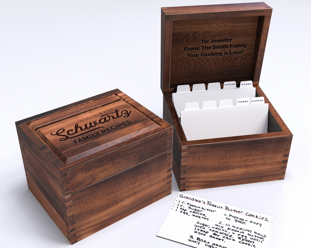 Wood Recipe Box, Personalized Recipe Box, Housewarming Gift, Wedding Shower Decor, Wooden Recipe Box, Mothers Day Gift, Engraved Recipe Box
