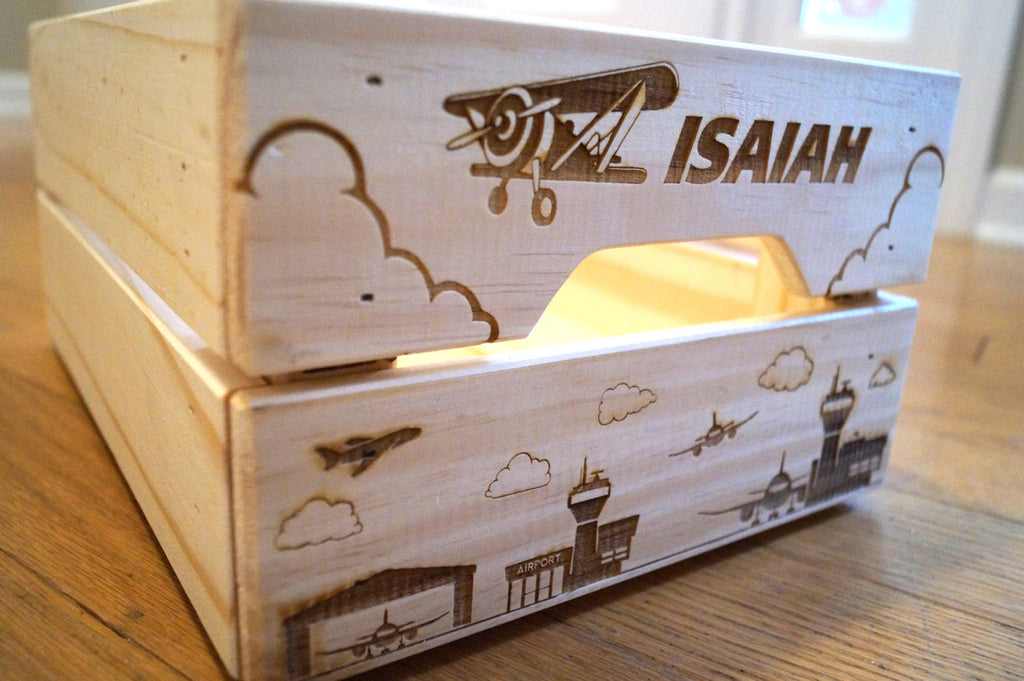 Airplane Wooden Crate - Kids Toy Box - Airplane Decor - Boys Nursery Decorations - Boys Room Decor - Kids Crate - Vintage Airplane