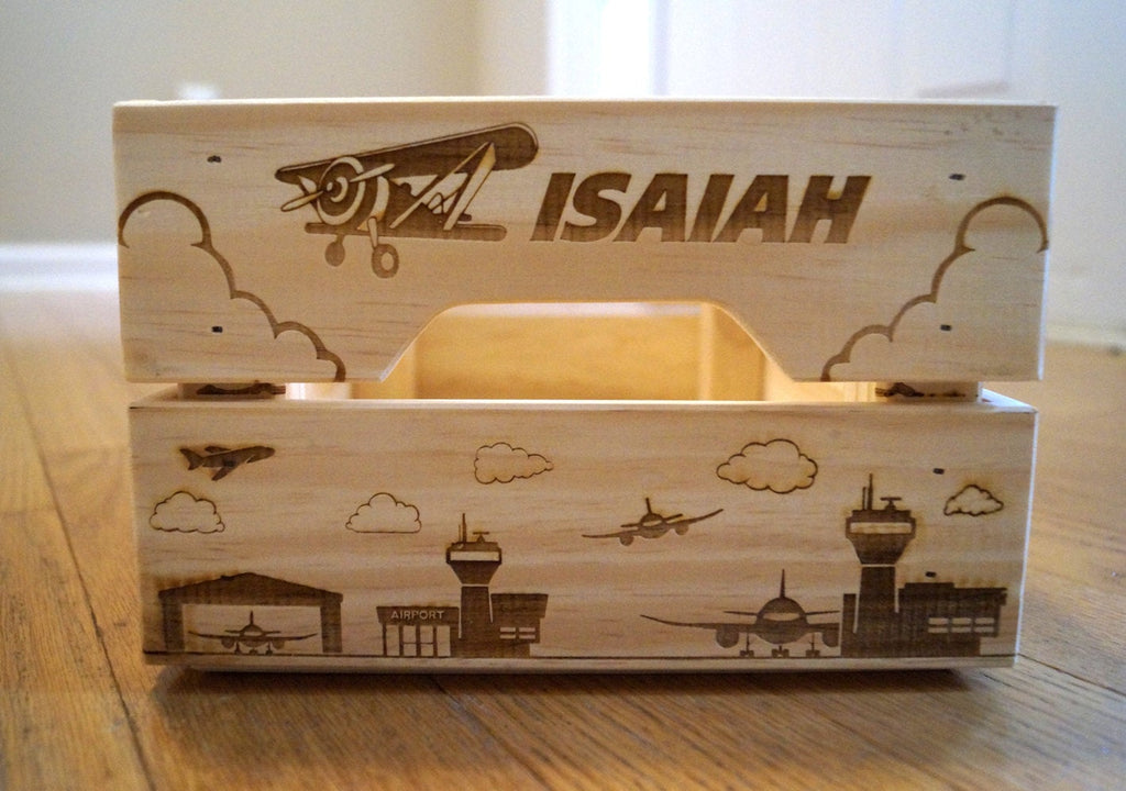 Airplane Wooden Crate - Kids Toy Box - Airplane Decor - Boys Nursery Decorations - Boys Room Decor - Kids Crate - Vintage Airplane