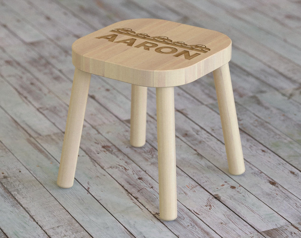 Custom Kid's stool with Car motif - Childrens Engraved Seat, Personalized Monogram Name Nursery Bedroom Baby Shower Birthday Gift ST09