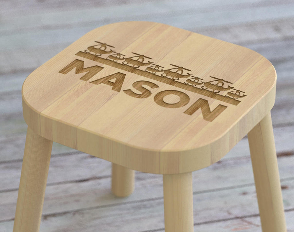 Kids Step Stool, Helicopter, Airplanes, Kids Name Stool, Kids Stool, Childrens Stool, Childrens Bench, Wooden Step Stool, Gift For Kids ST04