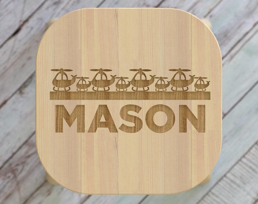 Kids Step Stool, Helicopter, Airplanes, Kids Name Stool, Kids Stool, Childrens Stool, Childrens Bench, Wooden Step Stool, Gift For Kids ST04