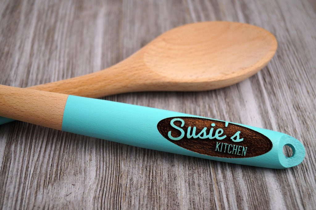 Mint Green Wooden Spoon, Mint Green, Gift Spoon, Personalized Wood Spoon, Personalised Kitchen Spoon, Custom Spoon, Hand Painted Wood Spoon