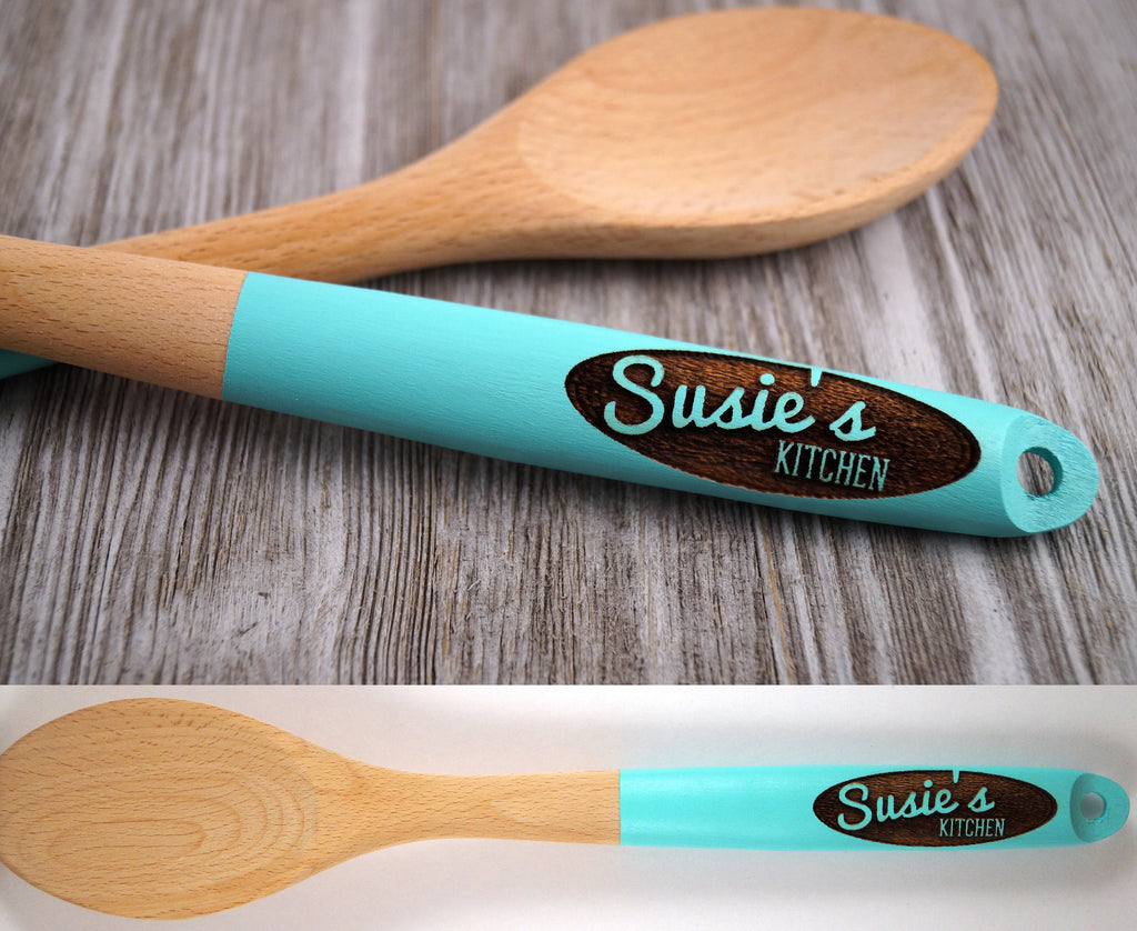 Mint Green Wooden Spoon, Mint Green, Gift Spoon, Personalized Wood Spoon, Personalised Kitchen Spoon, Custom Spoon, Hand Painted Wood Spoon
