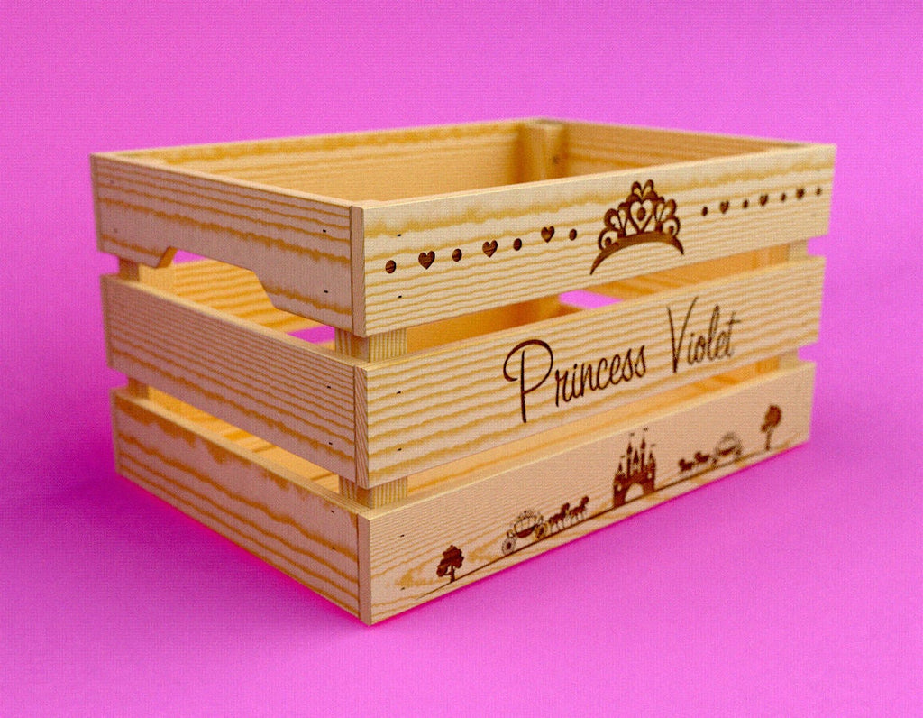 Fairytale Gift, Baby Shower Gift, Girls Nursery, Nursery Storage, Girls Room, Wooden Toy Crate, Toy Storage, Stuffed Animal Storage, Crate