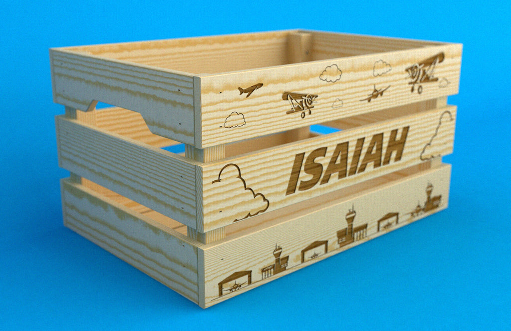 Large Wooden Airplane Crate -  Wood Toy Box - Airplane Nursery - Kids Toy Storage - Personalized Crate - Personalized Toy Box - Toy Organization - Boys Room