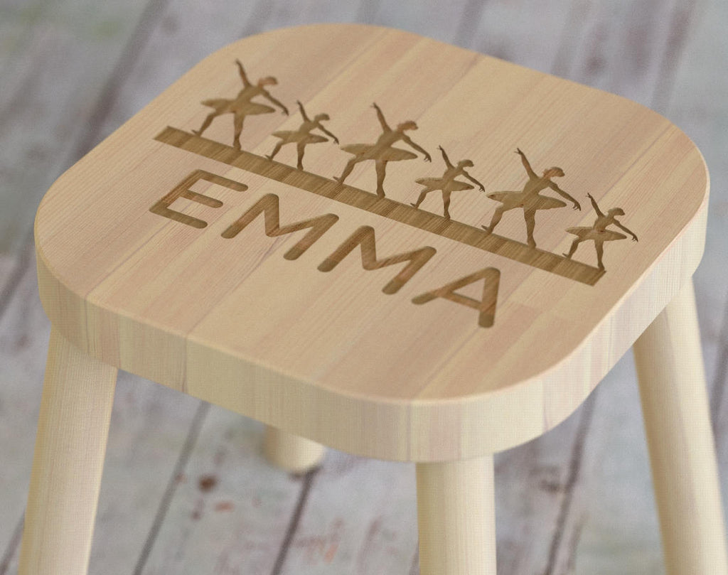 Ballet, Kids Stool, Girls Gifts, Childrens Engraved Seat, Personalized Monogram Name Nursery Bedroom Baby Shower Birthday Gift ST10