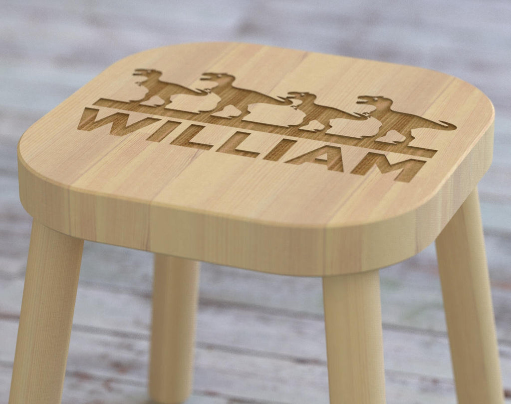 T-Rex, Custom Kid's stool, Tyrannosaurus Rex, T Rex, Childrens Engraved Seat, Personalized Name Nursery Bedroom Baby Shower Birthday Gift