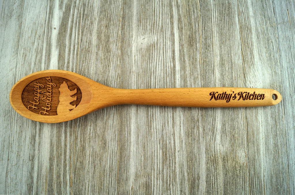 Happy Holidays Gift, Bear Gifts, Personalised Wooden Spoon, Christmas Wooden Spoon, Personalized Spoon, Baking Gift, Christmas Gift, Coworker -S114