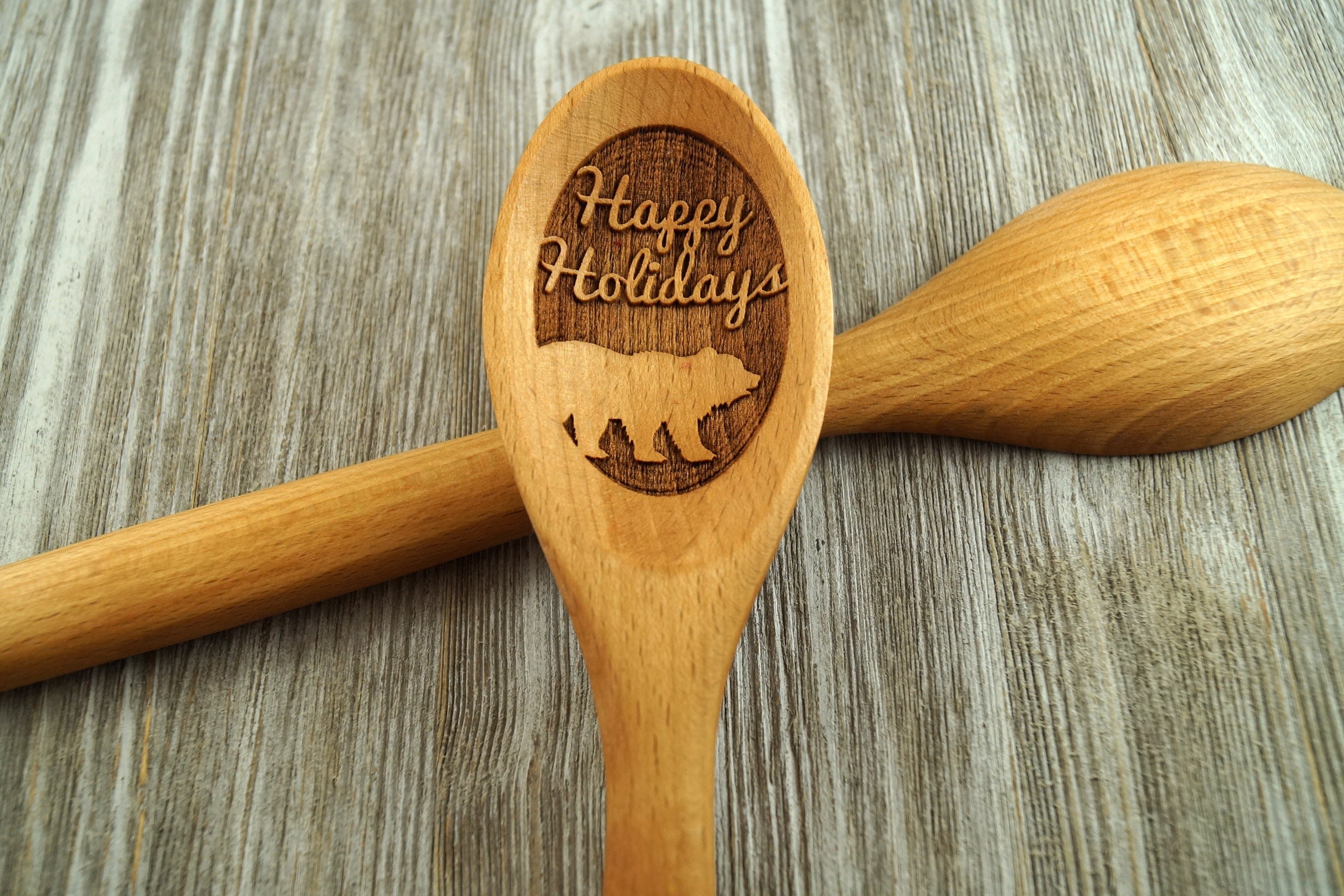 Personalized Christmas Gifts for Mom From Daughter Son - Mom Birthday Gifts  Women Mother's Day Gifts - Wooden Cooking Spoons with Funny Apron Kitchen