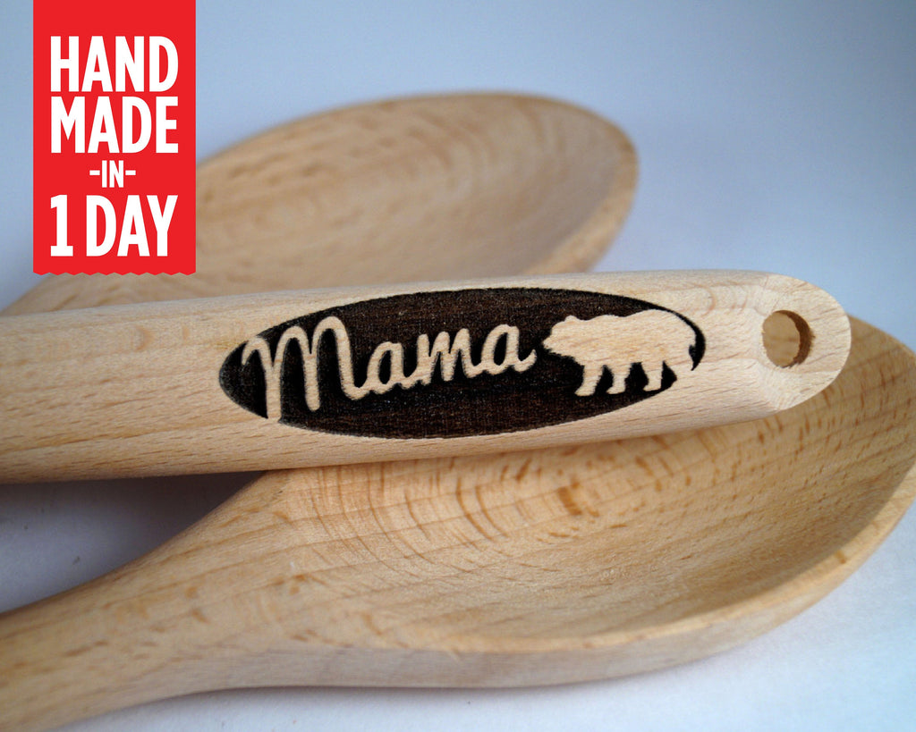 Mama Bear, Papa Bear, Bear Gift, Bear Decor, Gifts for Mom, Personalized Wooden Spoon, Kitchen Utensils, Bear Gift, Baking Gift, Bears