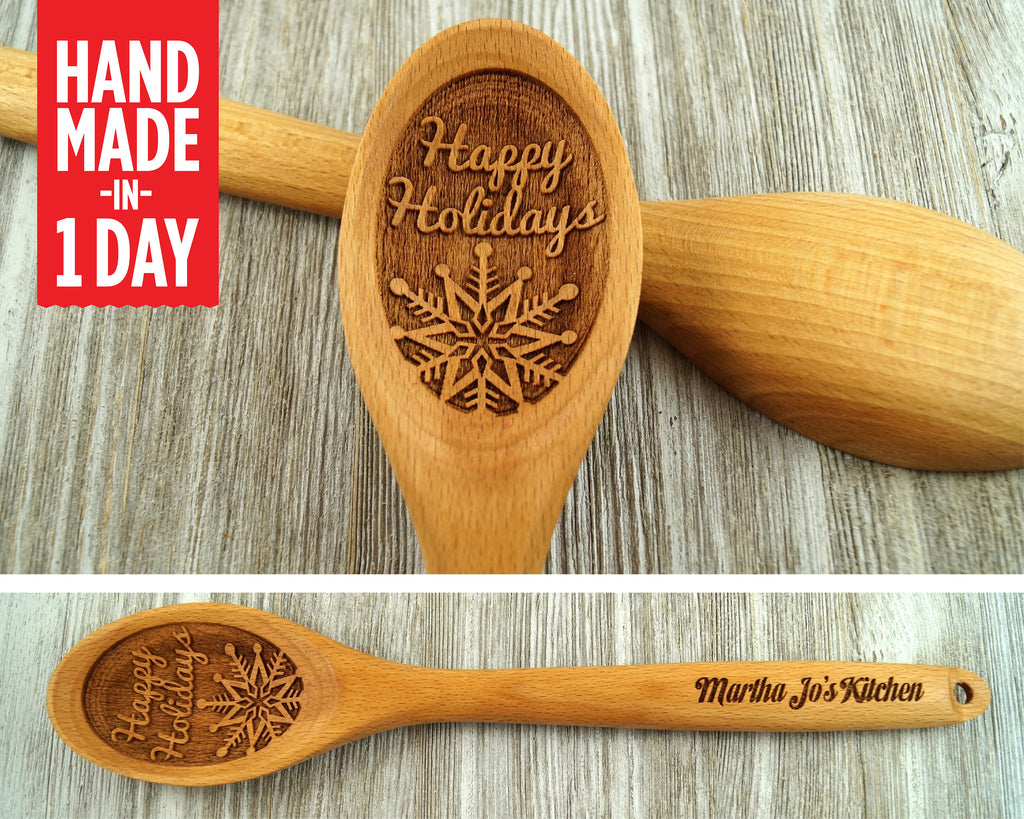 Personalized Wooden Spoon, Christmas Wooden Spoon, Personalised Spoon, Custom Wooden Spoon, Baking Gift, Christmas Gift, Coworker -S117