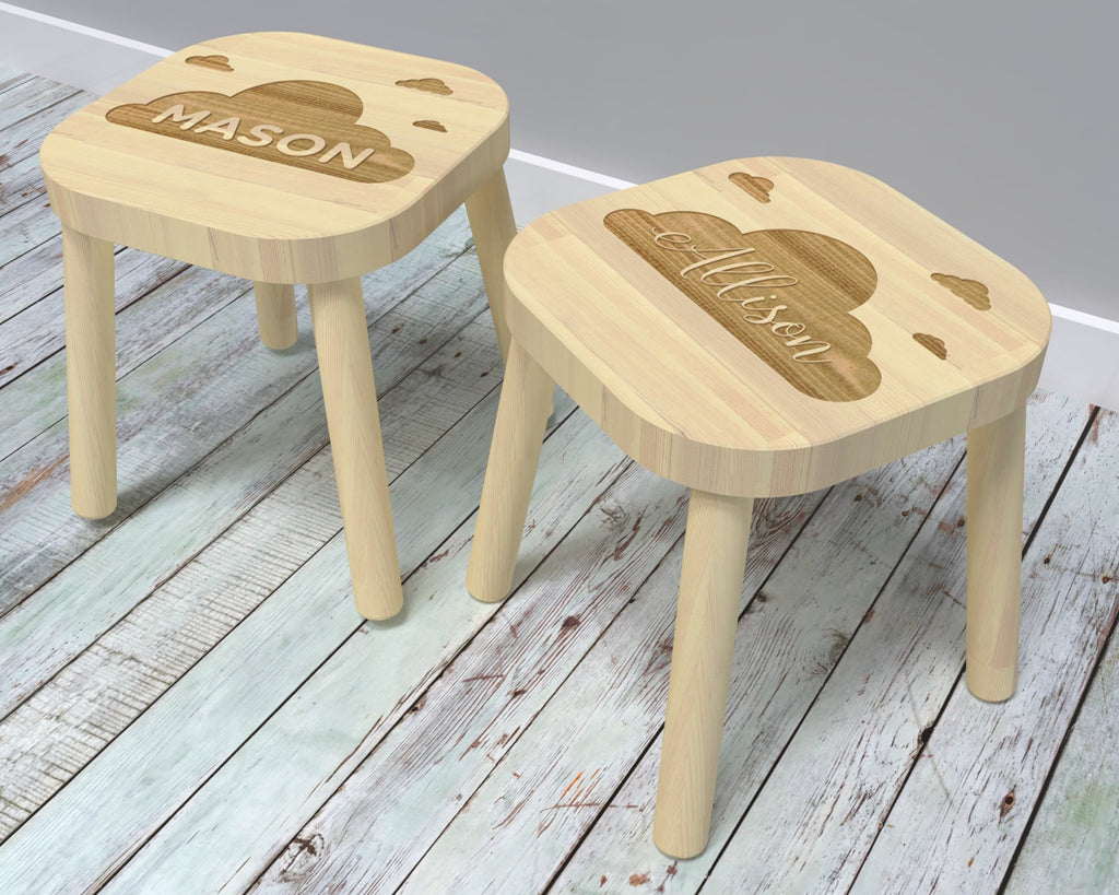 Clouds, Kids Step Stool, Kids Name Stool, Kids Stool, Childrens Stool, Childrens Bench, Wooden Step Stool, Gift For Kids, Cloud Nursery