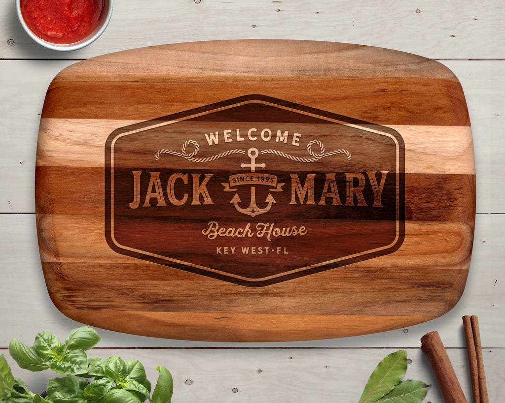 Nautical Decor, Teak, Custom Cutting Board, Anchor, Anchor Decor, Beach House Decor, Lake House Decor, Nautical Wall Art, Nautical Theme