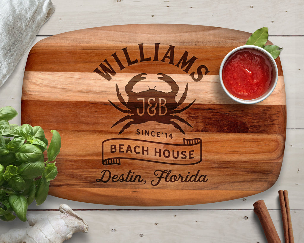 Crab, Crabs, Beach House, Lake House, Cutting Board, Beach Decor, Teak, Personalized Cutting Board, Crab Wall Art, Crab Decor, Kitchen Decor