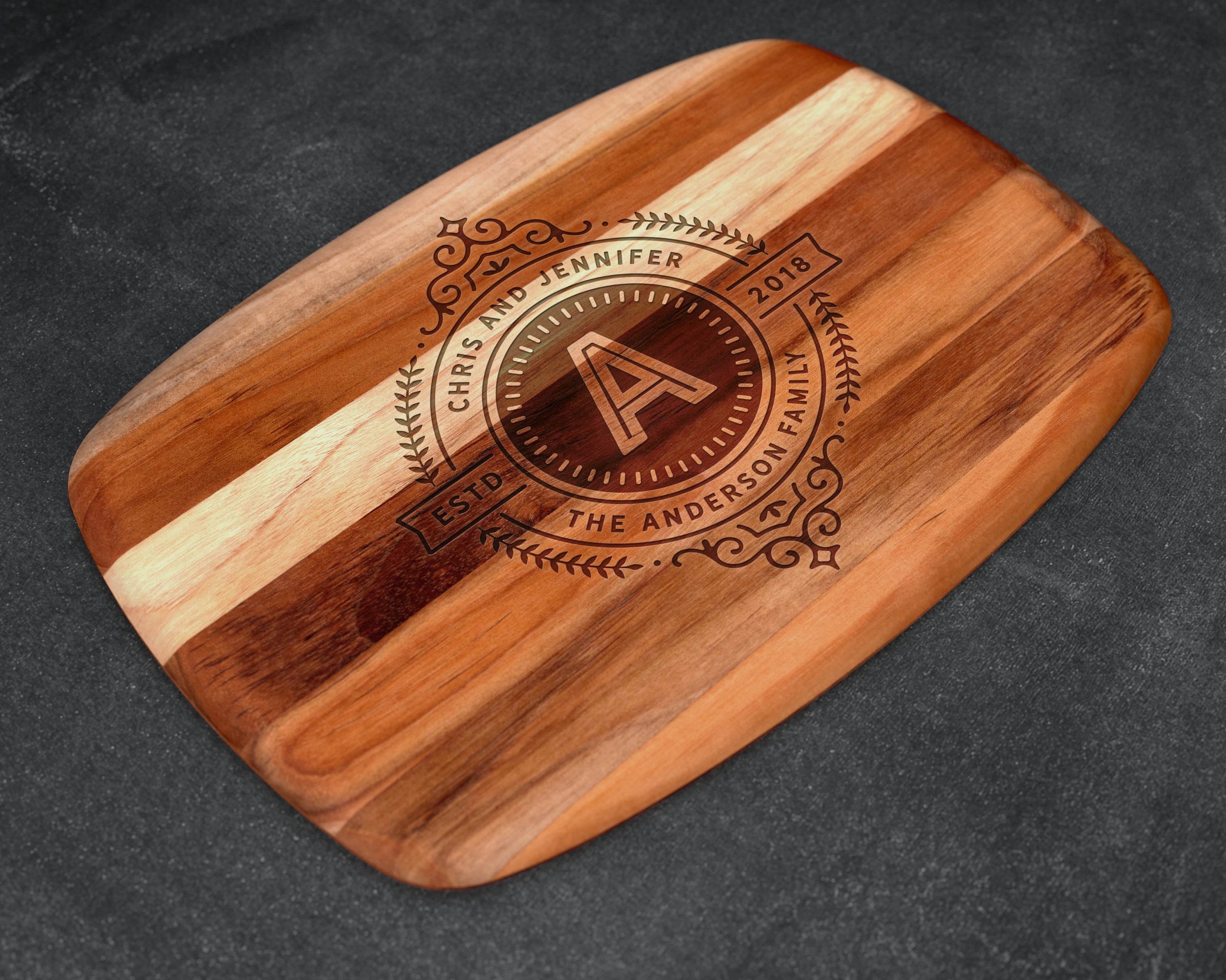 Personalized Teak Cutting Board - Monogram Teak Cutting Board