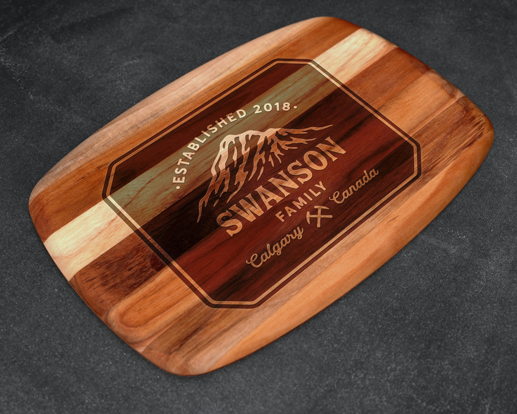 Gift for Men, Cutting Board, Teak, Gifts for Him, Gifts for Dad, Husband Gift, Mountains, Mountain Range, Nature Lover Gift, Hiking, Outdoor