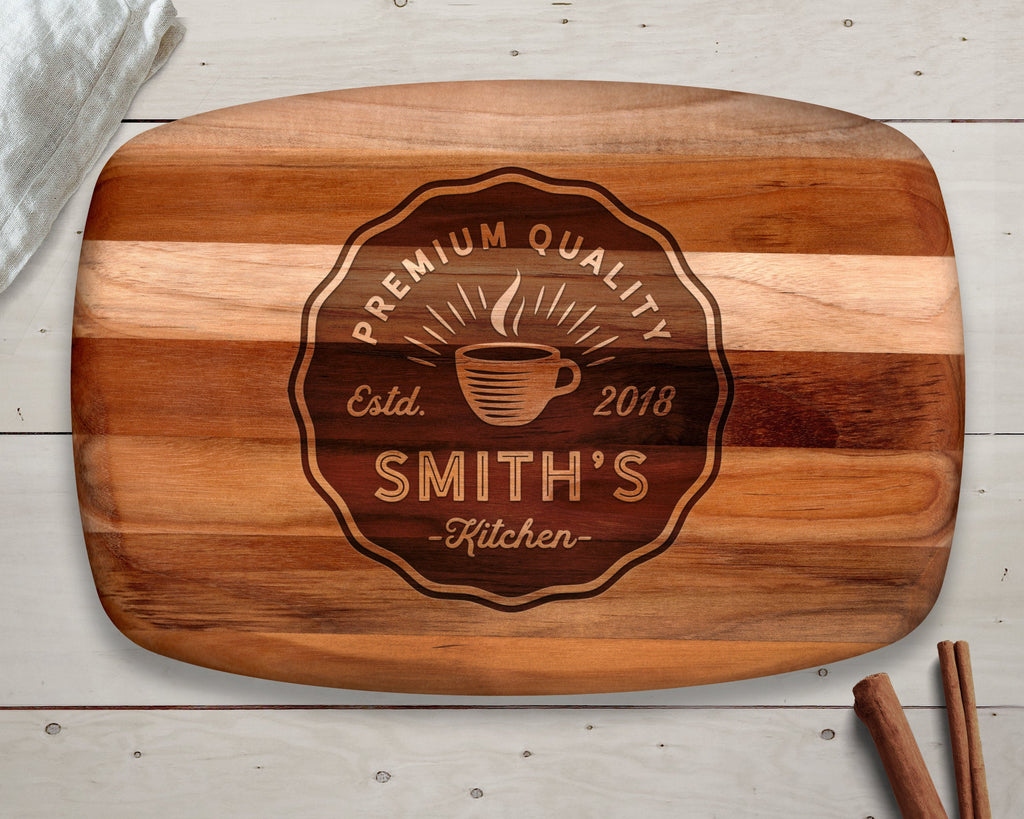 Coffee Gift, Custom Cutting Board, Teak, Coffee Lover Gift, Coffee Mug, Gift for Her, Kitchen Gift, Diner Gifts, Retro Diner, Diner Mug