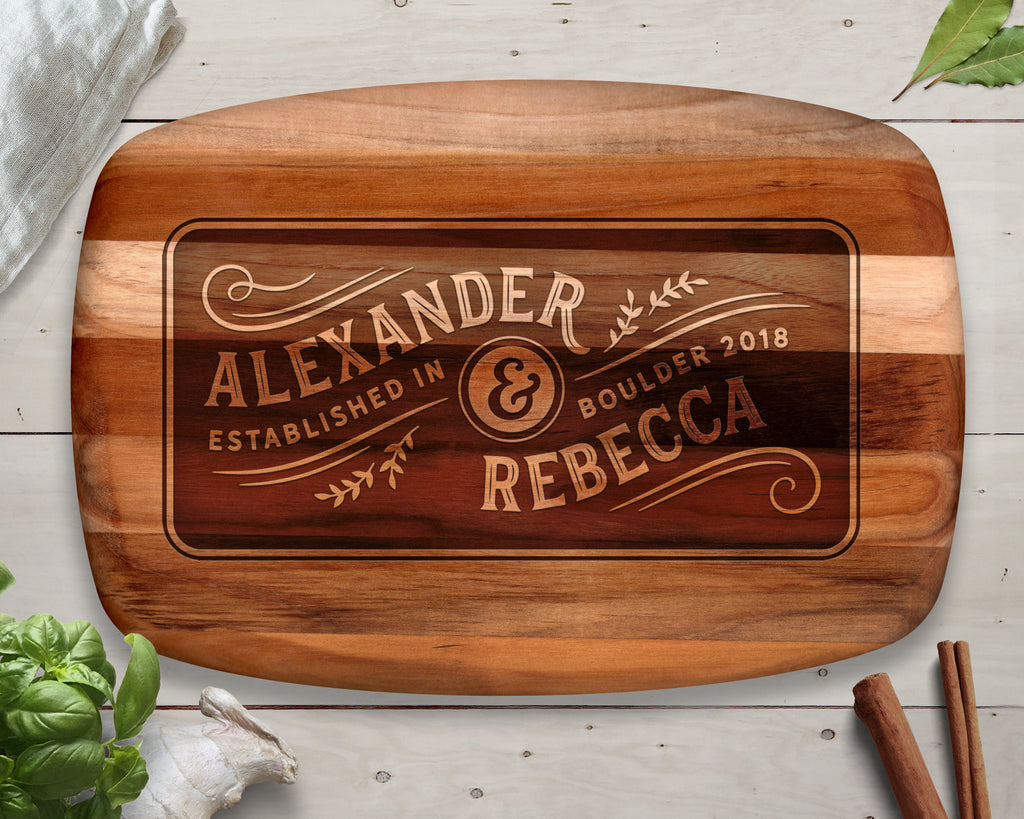 Blended Family, Cutting Board, Teak, First Name, Different Last Names, Family Established, Family Name Sign, Family Established Sign, Gifts