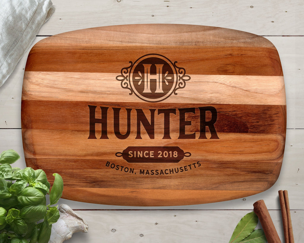 Cutting Board, Teak, Custom Cutting Board, Personalized Cutting Board, Chopping Block, Family Gift, Family Name Sign, Christmas Gift Ideas