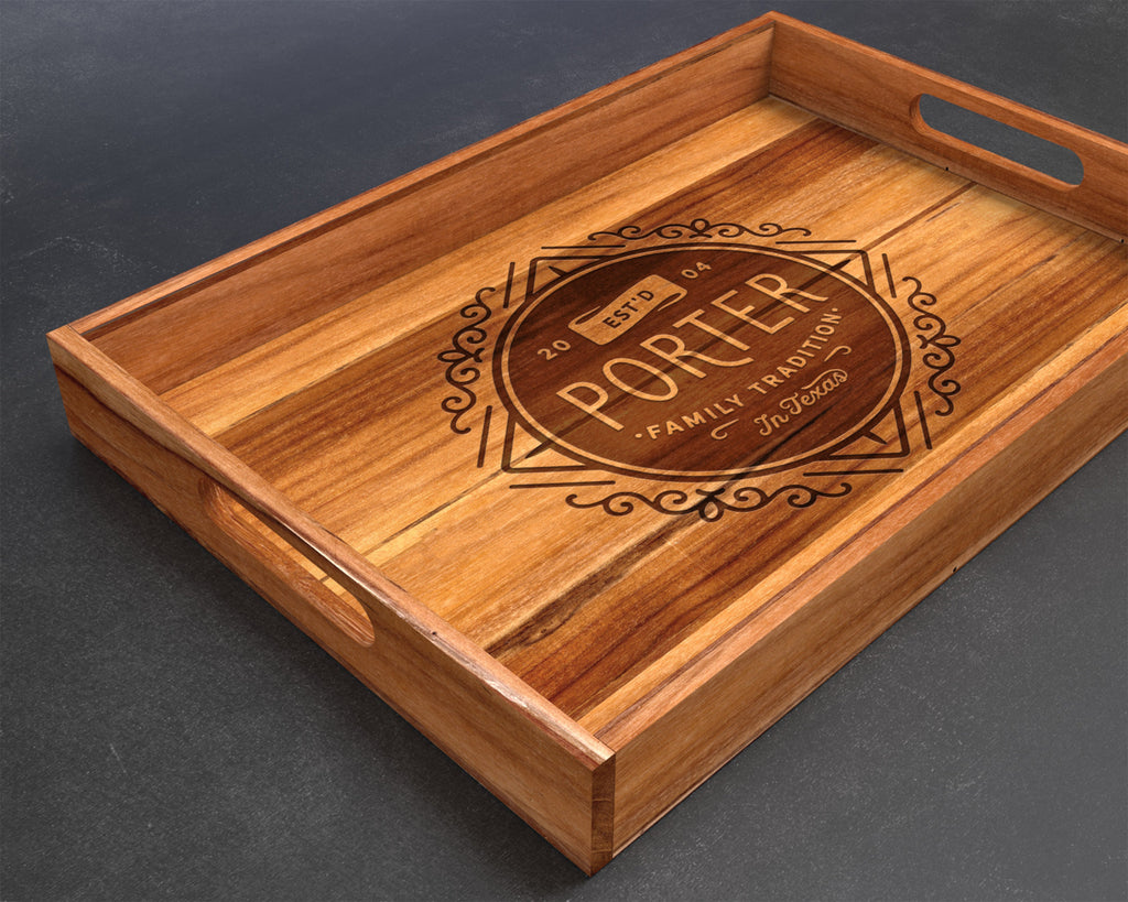 Custom Tray, Teak, Custom Serving Tray, Tray with Handles, Engraved Tray, Breakfast in Bed Tray, Breakfast Tray, Wood Tray, Coffee Table