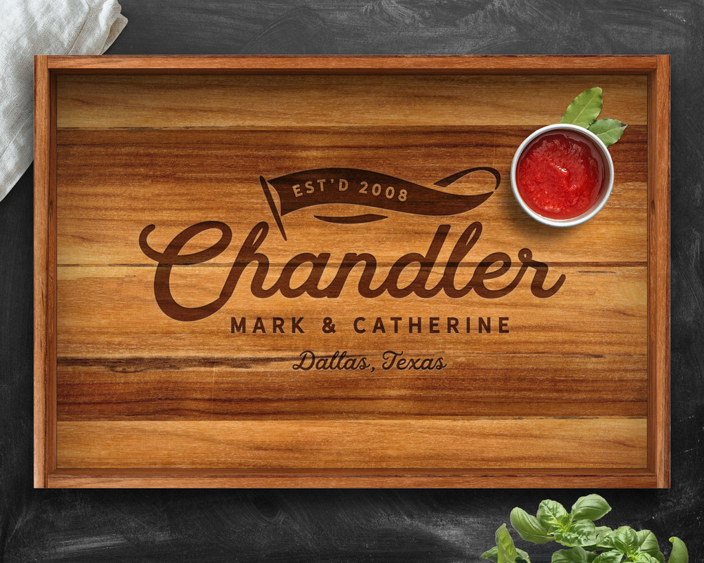 Personalized Tray, Teak, Kitchen Gift, Gift for Men, Custom Tray, Husband Gift, Christmas 2018, Gifts for Him, Wedding Anniversary, Tray