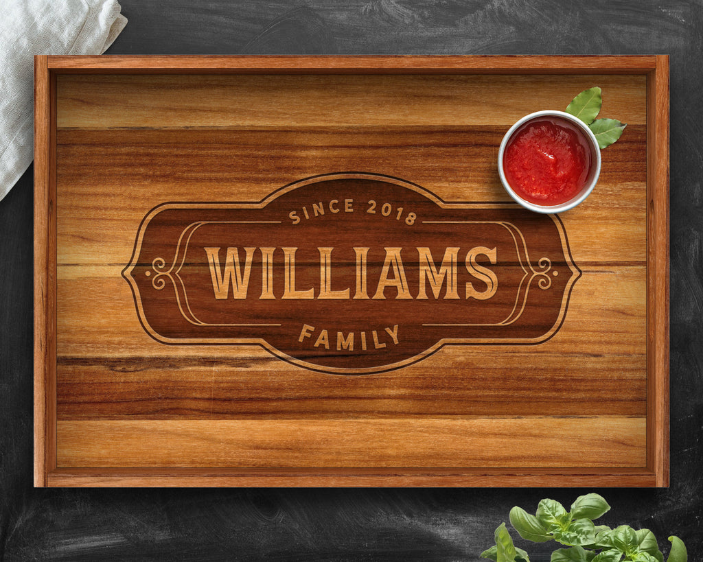 Serving Tray, Teak, Custom Serving Tray, Tray with Handles, Engraved, Tray, Breakfast in Bed, Breakfast Tray, Wood Tray, Coffee Table Tray