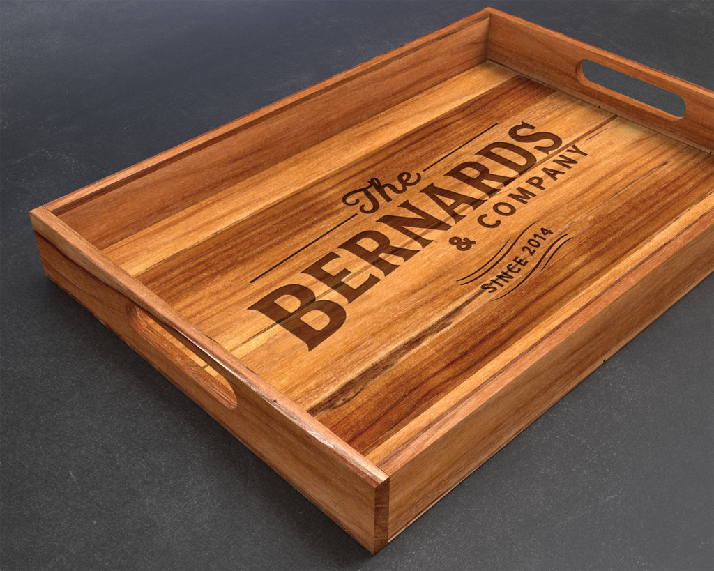 Serving Tray, Teak, Custom Serving Tray, Tray with Handles, Engraved, Tray, Breakfast in Bed, Breakfast Tray, Wood Tray, Coffee Table Tray