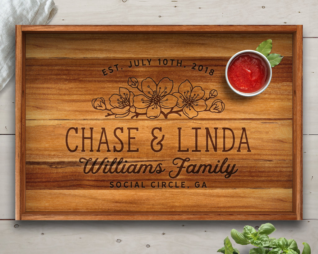 Serving Tray, Teak, Custom Serving Tray, Tray with Handles, Engraved, Tray, Breakfast in Bed, Breakfast Tray, Wood Tray, Coffee Table Tray
