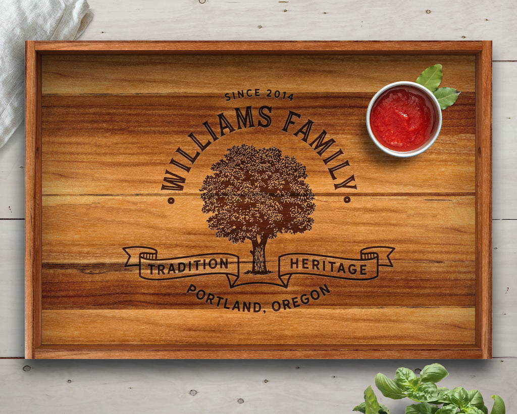 Serving Tray, Teak, Custom Serving Tray, Tray with Handles, Engraved, Tray, Breakfast in Bed, Breakfast Tray, Wood Tray, Coffee Table Tray