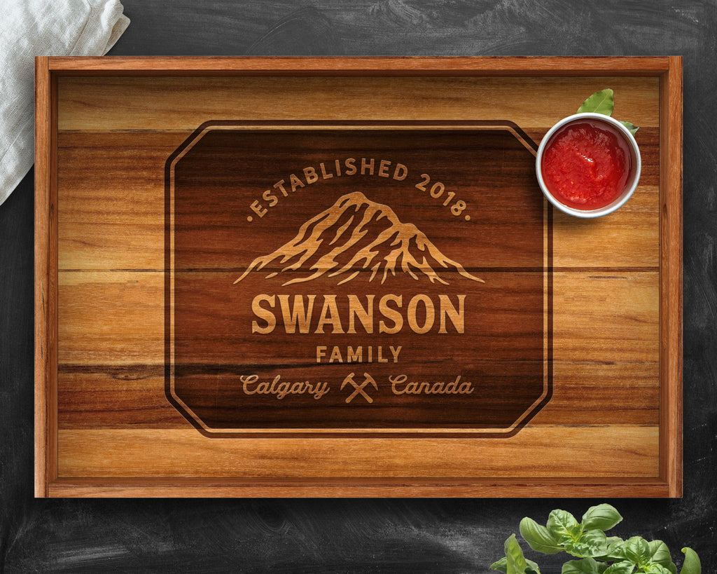 Serving Tray, Teak, Custom Serving Tray, Tray with Handles, Engraved, Tray, Breakfast in Bed, Breakfast Tray, Wood Tray, Coffee Table Tray