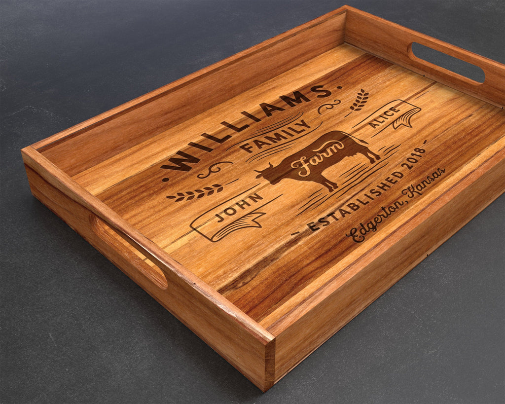Serving Tray, Teak, Custom Serving Tray, Tray with Handles, Engraved, Tray, Breakfast in Bed, Breakfast Tray, Wood Tray, Coffee Table Tray
