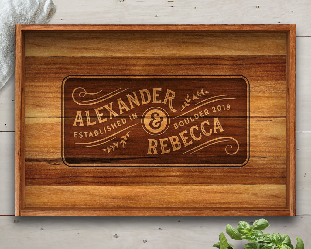 Serving Tray, Teak, Custom Serving Tray, Tray with Handles, Engraved, Tray, Breakfast in Bed, Breakfast Tray, Wood Tray, Coffee Table Tray