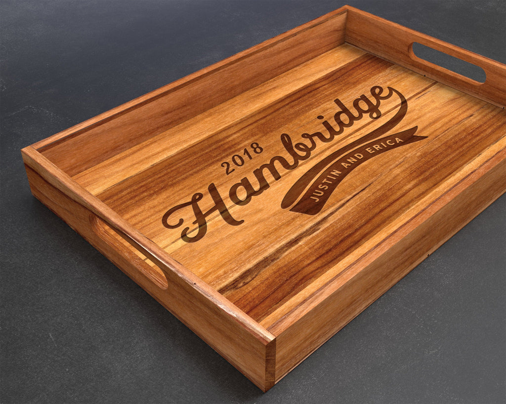 Serving Tray, Teak, Custom Serving Tray, Tray with Handles, Engraved, Tray, Breakfast in Bed, Breakfast Tray, Wood Tray, Coffee Table Tray