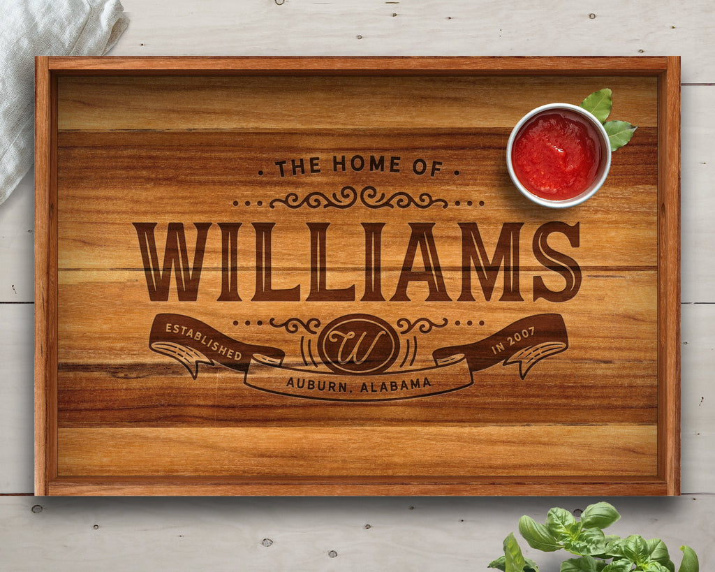 Serving Tray, Teak, Custom Serving Tray, Tray with Handles, Engraved, Tray, Breakfast in Bed, Breakfast Tray, Wood Tray, Coffee Table Tray