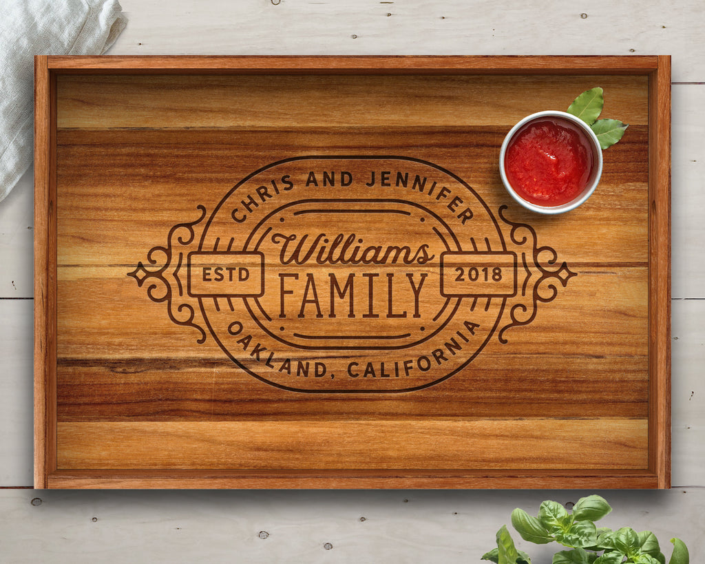 Serving Tray, Teak, Custom Serving Tray, Tray with Handles, Engraved, Tray, Breakfast in Bed, Breakfast Tray, Wood Tray, Coffee Table Tray