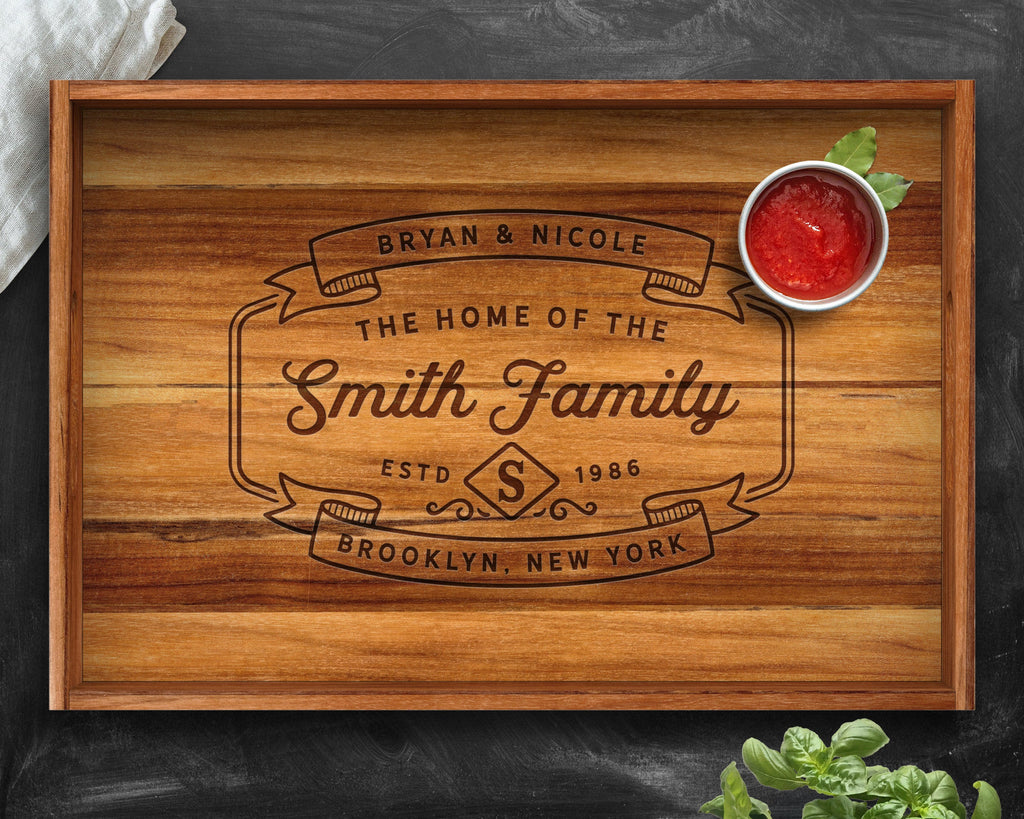 Serving Tray, Teak, Custom Serving Tray, Tray with Handles, Engraved, Tray, Breakfast in Bed, Breakfast Tray, Wood Tray, Coffee Table Tray